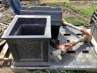 PALLET W/ (3) TOOL BOX, FLOWER POT & MISCELLANEOUS PIPE