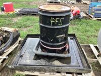 PALLET W/ (2) PLASTIC TUBS & BARREL