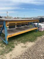 Large, heavy, steel frame work table