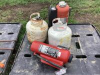 (2) PROPANE TANKS & (2) FIRE EXTINGUISHERS