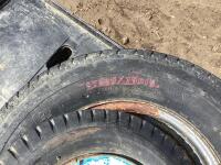 (3) MIXED TIRES & (1) RUSTED RIM
