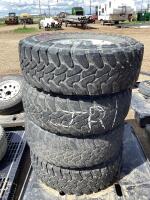 (4) LIGHT TRUCK TIRES TOYO 8-BOLT W/ RIMS & WHEEL CAPS