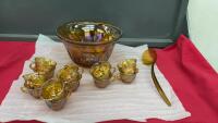 CARNIVAL GLASS PUNCH BOWL SET