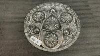PINWHEEL CRYSTAL PLATTER WITH 3 LEGS