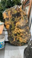 TABLE TOP LIVE EDGE WOOD SLAB, EPOXY TOP W/ SOME FERN DETAILING UNDERNEATH