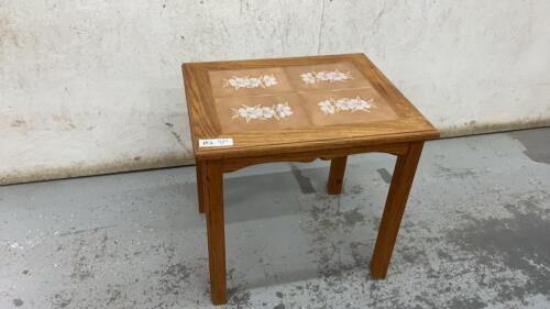 WOODEN SIDE TABLE W/ TILE INSERT
