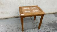 WOODEN SIDE TABLE W/ TILE INSERT