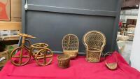 WICKER DOLL FURNITURE, RATTAN PLANT HOLDER