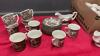 BOX OF IRONSTONE CUPS & SAUCERS W/ (2) GRAVY BOAT - 2
