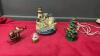 BOX OF ASSORTED CHRISTMAS DECOR RESIGN STATUES, SMALL CERAMIC VINTAGE TREE, AND (3) WATER FOUNTAINS - 7