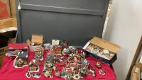 (2) BOXES OF CHRISTMAS VILLAGE PIECES - HOUSES, FIGURINES, ACCESSORIES ETC.