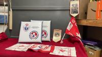 (2) CALGARY STAMPEDE BANNERS, BEER KERCHIEFS, MEDICINE HAT STAMEPEDE SEAT PADS