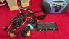 SMALL EMERSON CD CASSETTE RADIO PLAYER, COMPUTER SPEAKERS, AND MISC CABLES, ETC. - 2