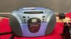 SMALL EMERSON CD CASSETTE RADIO PLAYER, COMPUTER SPEAKERS, AND MISC CABLES, ETC. - 4