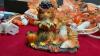 BOX OF FALL DECOR - LIGHTED GARLAND OF LEAVES, EXTRA BULBS, AND A LITTLE ORNAMENT - 2