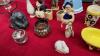 BOX W/ DECOR - FIGURINES, CANDLE HOLDERS, VASE, CERAMIC AND RESIGN BATHROOM SET, BUTTERFLY WINDCHIMES - 4