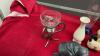 BOX W/ DECOR - FIGURINES, CANDLE HOLDERS, VASE, CERAMIC AND RESIGN BATHROOM SET, BUTTERFLY WINDCHIMES - 6