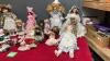 PORCELAIN DOLLS IN WICKER BASKET - SOME WITH STANDS - 2