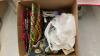 A BOX AND A FIBRE OPTIC 48&rdquo; CHRISTMAS TREE - SNOWMAN DECOR, GIFT BAGS, ANGEL TREE TOPPER, LIGHTS, VINTAGE STYLE SILK WRAPPED ORNAMENTS ETC. - 2