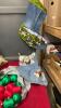 A BOX AND A FIBRE OPTIC 48&rdquo; CHRISTMAS TREE - SNOWMAN DECOR, GIFT BAGS, ANGEL TREE TOPPER, LIGHTS, VINTAGE STYLE SILK WRAPPED ORNAMENTS ETC. - 3