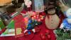 A BOX AND A FIBRE OPTIC 48&rdquo; CHRISTMAS TREE - SNOWMAN DECOR, GIFT BAGS, ANGEL TREE TOPPER, LIGHTS, VINTAGE STYLE SILK WRAPPED ORNAMENTS ETC. - 5