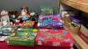 BOX OF ASSORTED STUFFIES, PUZZLES AND BEDAZZLER - 2