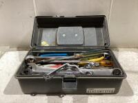 BENCH-MASTER TOOL BOX W/ WRENCHES, SCREW DRIVERS, BOX-CUTTER & MISCELLANEOUS