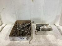 BOX OF ASSORTED WRENCHES W/ AIR HAMMER SET (INCOMPLETE)