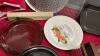 BOX OF ASSORTED KITCHENWARE - ROAST PAN, PIE PLATES, SHREDDER, ETC. - 5