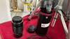 VELBON TRIPOD, TAMRON PENTAX CAMERA LENS, PANASONIC PALM CORDER AND A SYLVANIA VIDEO CAMERA - 2