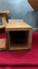 (3) WOOD DECOR PIECES - (2) WALL SHELVES: 1 W/ HOOKS, AND A SMALL WOODEN CABINET W/ HEART CUTOUTS - 4