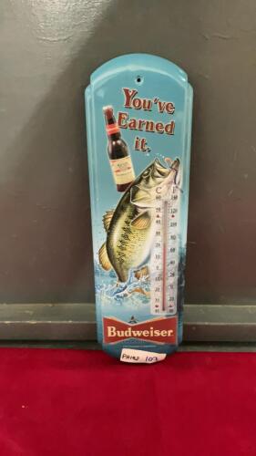BUDWEISER METAL THERMOMETER - 15.5&rdquo;T