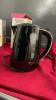 BOX OF ASSORTED HOUSEHOLD - ELECTRIC KETTLE, THERMOS, SMALL SINGLE SERVE B+D COFFEE POT, TABLE TOP SPIRALIZER - 4