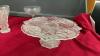 CRYSTAL CAKE PLATE, (2) CRYSTAL PINWHEEL BUD VASES AND (1) PIN WHEEL CRYSTAL VASE - 2