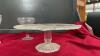 CRYSTAL CAKE PLATE, (2) CRYSTAL PINWHEEL BUD VASES AND (1) PIN WHEEL CRYSTAL VASE - 3