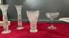 CRYSTAL CAKE PLATE, (2) CRYSTAL PINWHEEL BUD VASES AND (1) PIN WHEEL CRYSTAL VASE - 4