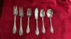 NORTHUMBRIA STERLING CUTLERY SET W/ FEW MISC. SILVER PLATE PIECES IN PACIFIC SILVERCLOTH WOODEN CASE - 3