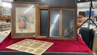 FLORAL PICTURE AND (2) WOODEN FRAMES - ONE DOESN&rsquo;T HAVE THE GLASS