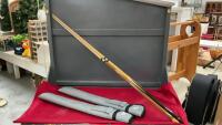 (2) DUFFERIN POOL CUES 19 OZ. W/ SOFT SIDED CASES