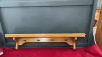 WOODEN SHELF W/ HOOKS - WALL MOUNT