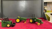 VINTAGE JOHN DEERE TOY TRACTORS AND SKIDSTEER - ALL HAVE ISSUES