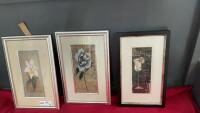 (2) FLORAL PICTURES AND A MARGARITA PICTURE