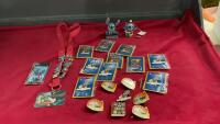 WALT DISNEY COLLECTABLE LAPEL PINS, LILO AND STITCH ORNAMENTS AND LANYARD W/ PINS