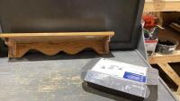 (2) ITEMS - WOOD SHELF + BATHROOM FAUCET