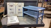 (3) PHOTO FRAMES + SHOE RACK
