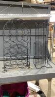(2)ITEMS - METAL WINE BOTTLE HOLDER + METAL CD/DVD HOLDER