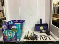 SHOP BOX OF ASSORTED SCREWDRIVERS/ALLEN WRENCHES