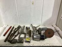 SHOP TOTE W/ MIXED PILERS, 5" SANDER, MEASURE TAPES, 1/2" IMPACT WRENCH & MISCELLANEOUS
