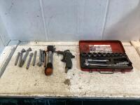 RATCHET SOCKET SET & SHOP BOX W/ PNEUMATIC ATTACHMENTS