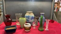 ASSORTED VASES & WAX MELTER